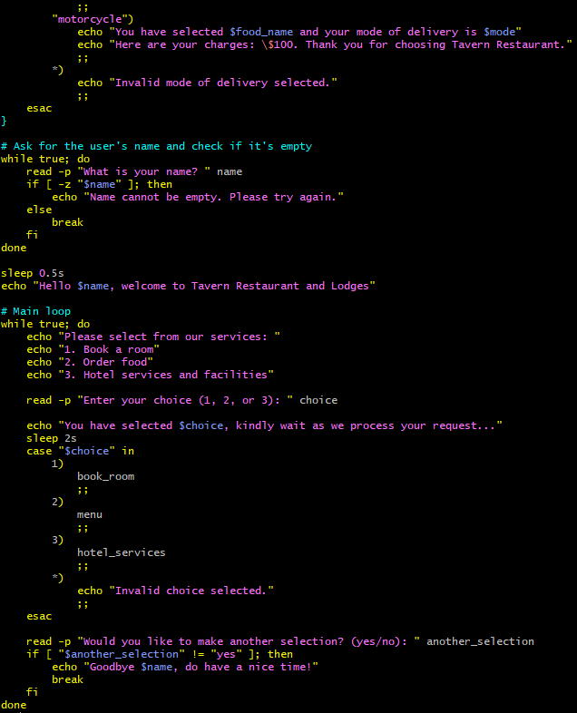 DennisBollo's tweet image. Crafting a straightforward menu using bash scripting commands, we create a loop that continuously prompts the user until they choose to exit. This script not only manages errors gracefully but also showcases the versatility of functions within scripting.
#ALX_SE #bash_scripting