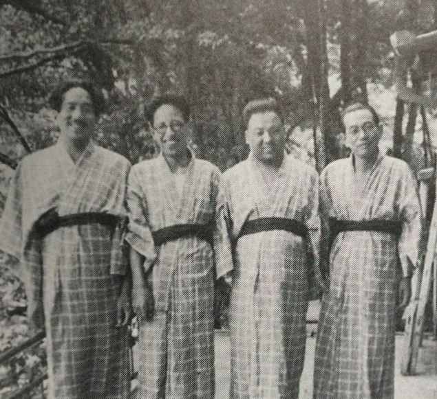 Yasujiro Ozu, Akira Fushimi, Hiroshi Shimizu and Kogo Noda in 1928.