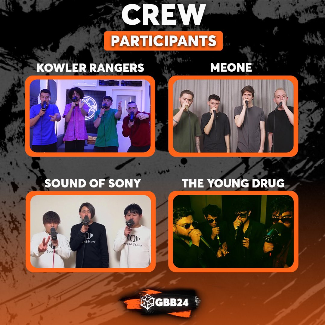 Here you have all the qualified Crew 👥👥 participants thus far!! 🔶 #GBB24TOKYO

👇 ...and that's the last category for this year!! 🔥🏯
gbbofficial.com

#participants #beatbox #beatboxing #battle