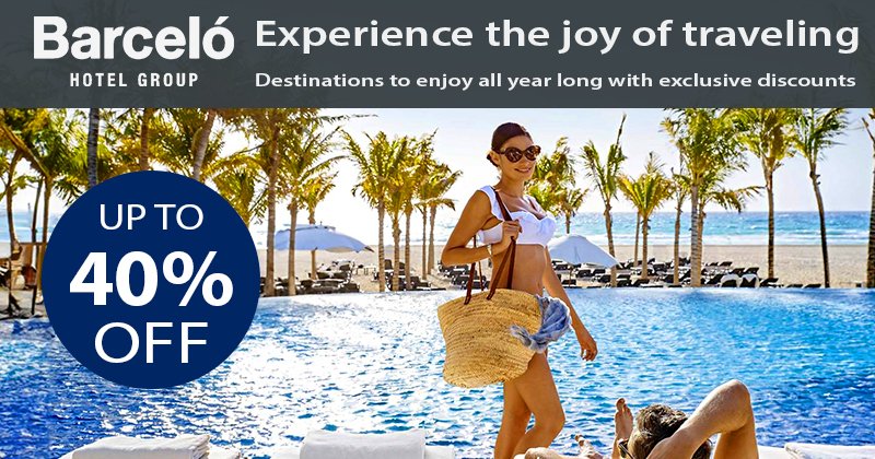 Get up to a 40% discount at Barceló in Mexico, Aruba and the Dominican Republic! ☀️🌴💦 Learn more: bit.ly/barcjoy #vacations #allinclusive #familyfriendly