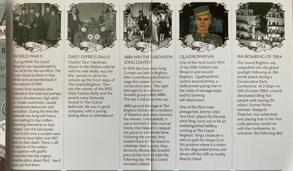 Love this leaflet from The Grand looking back at moments from 1864 to the present day...including a bit about #Quadrophenia  #GrandMoments @GrandBrighton