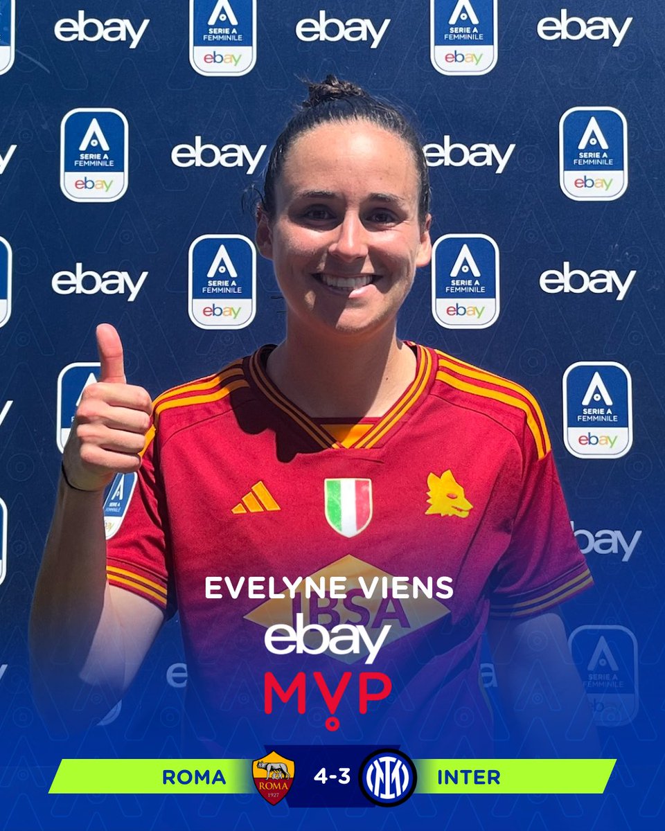 𝑴𝑽𝑷 𝕖𝔹𝕒𝕪🥇
#SerieAfemminile eBay 

𝓔𝓿𝓮𝓵𝔂𝓷𝓮 𝓥𝓲𝓮𝓷𝓼 🐺

👉 Oltre ad aver firmato 2 dei 4 gol della Roma, è stata una delle due giocatrici con più tiri tentati nel match (5 come Haavi) e quella con più tocchi nell’area di rigore avversaria (10).

📊@OptaPaolo