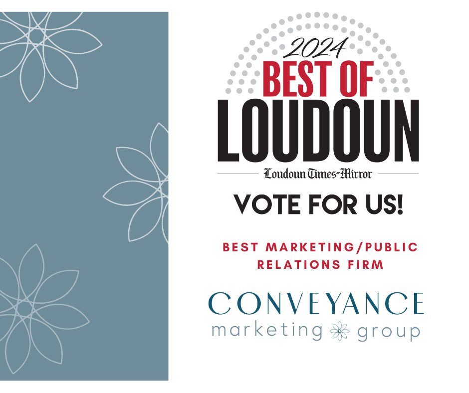 TODAY is the LAST DAY to vote for Conveyance Marketing Group as Best Marketing/Public Relations Firm in Loudon Country. Help us finish strong! hubs.ly/Q02sZ6QT0 @LoudounTimes #BestofLoudoun2024