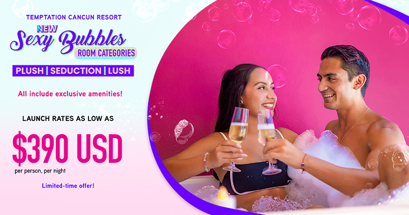 Starting at $390 PP/PN, indulge in a Sexy Bubbles room at Temptation! 🥂🫧 Details: best-online-travel-deals.com/temptation-res… #caribbean #vacation #partytime