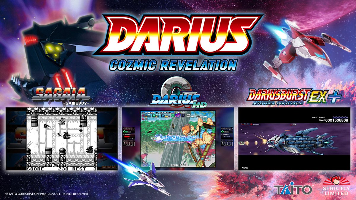 Experience two phenomenal 3D titles in Darius Cozmic Revelation: G-DARIUS HD and DARIUSBURST Another Chronicle EX+, both enhanced to captivate both new fans and long-time aficionados! Get ready to experience these classics like never before! 🌌 ecs.page.link/YUZ98