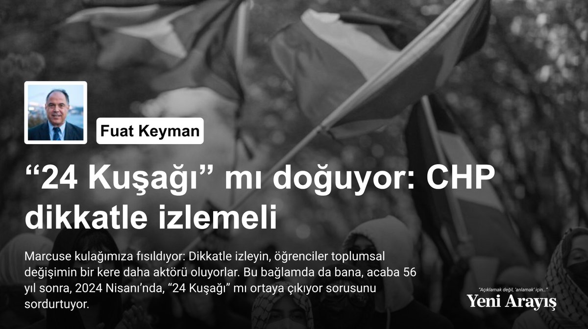 “24 Kuşağı” mı doğuyor: CHP dikkatle izlemeli

❝ 56 yıl sonra, yine Columbia Üniversitesi. Yine öğrenciler ayakta, protestolarını yapıyorlar. ❞

✍️ Fuat Keyman (@keymanfuat) yazdı.

Okumak için ➡️ yeniarayis.com/fuatkeyman/24-…