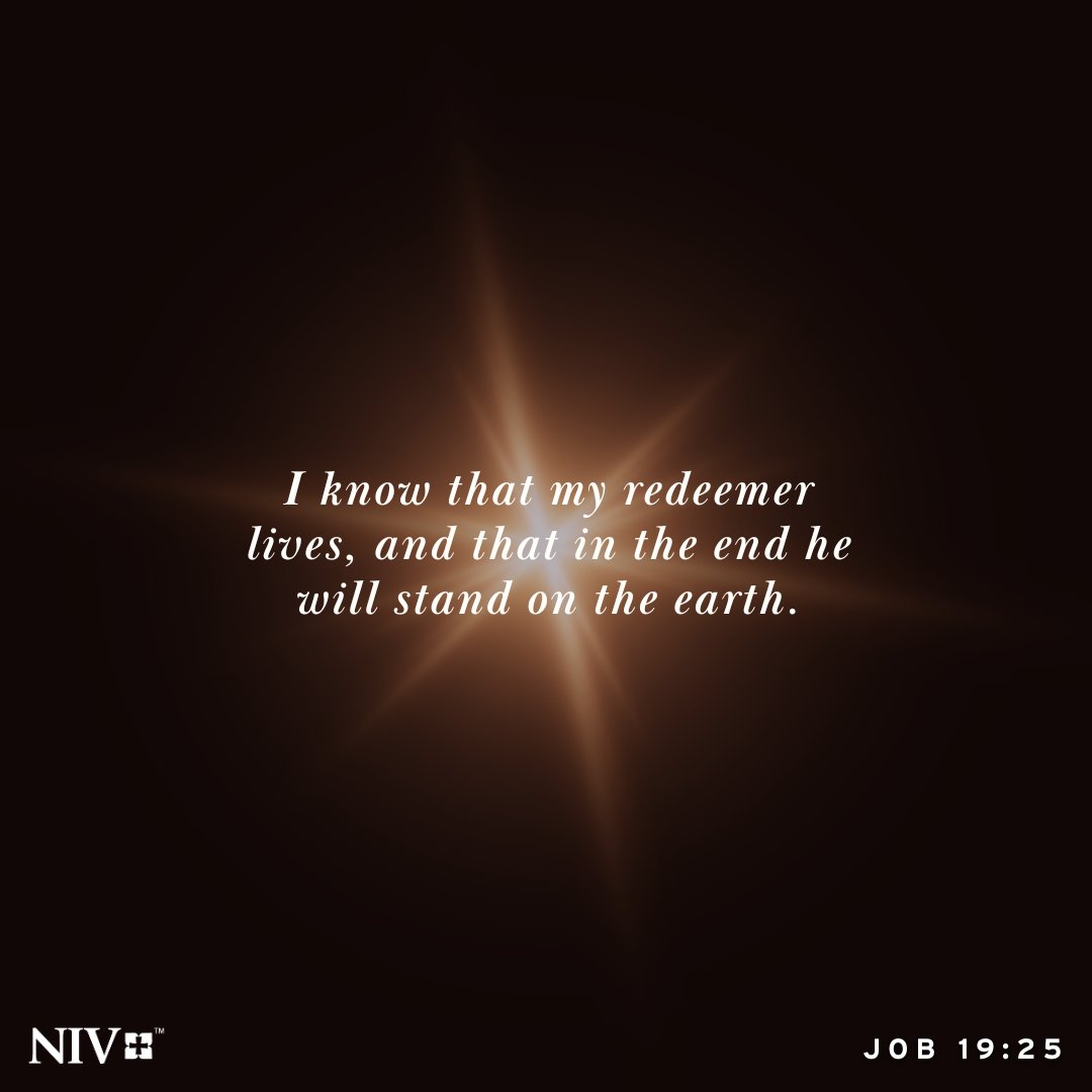 I know that my redeemer lives, and that in the end he will stand on the earth. Job 19:25 #verseoftheday #votd #NIV #NIVBible