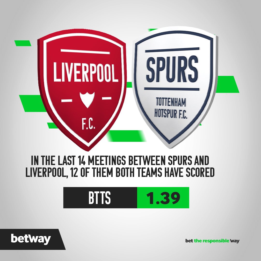 Last 14 Meetings 👕
47 Goals Scored ⚽

Liverpool v Tottenham

How many will we see today?

#BetwaySquad