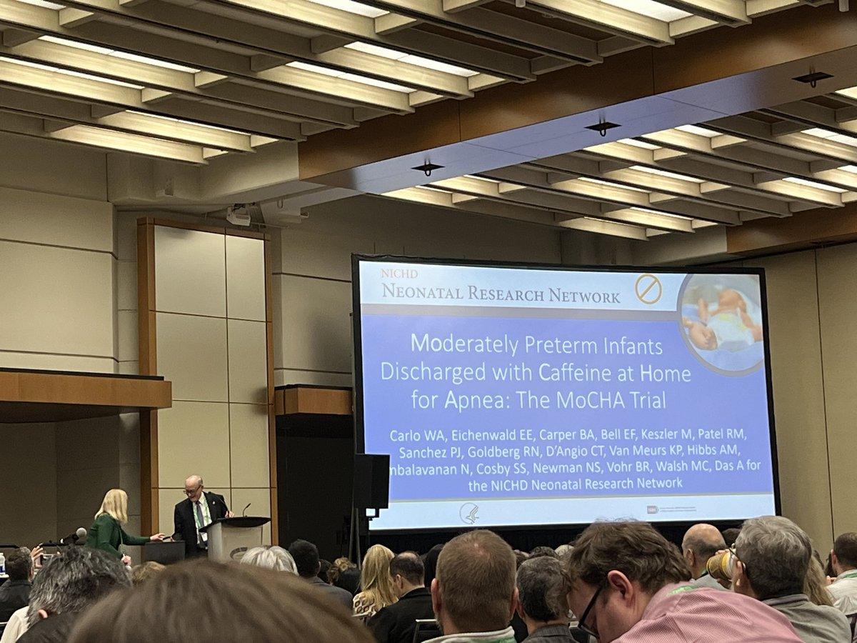 Congrats to Wally Carlo @UABNews on presenting the results of the ☕️ MoCHA trial from the @NICHD_NIH Neonatal Research Network #PAS2024