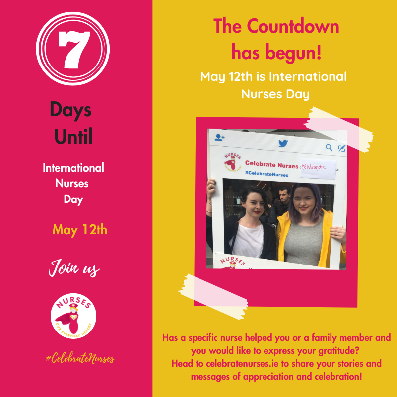 7 days to go until International Nurses Day!! We are very excited to see everyone's messages of thanks over at celebratenurses.ie ⭐Head over now!  #ThankANurse #CelebrateNurses