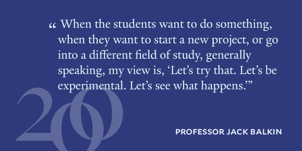 Professor Jack Balkin describes his guiding principle for the @yaleisp, one of Yale Law School’s intellectual centers. Read how these vital places provide innovative ideas to address the world’s problems. #yls200 bit.ly/442Skmr