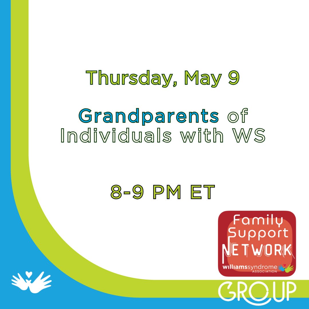 "It's gonna be May!" - NSYNC

Here are this week's FSN Groups!

Meet other parents/caregivers on their journies with Williams syndrome.

Find more information and Register at williams-syndrome.org/events
#williamssyndrome #williamssyndromeawareness #wsa #WSAFSN #WSAGroups