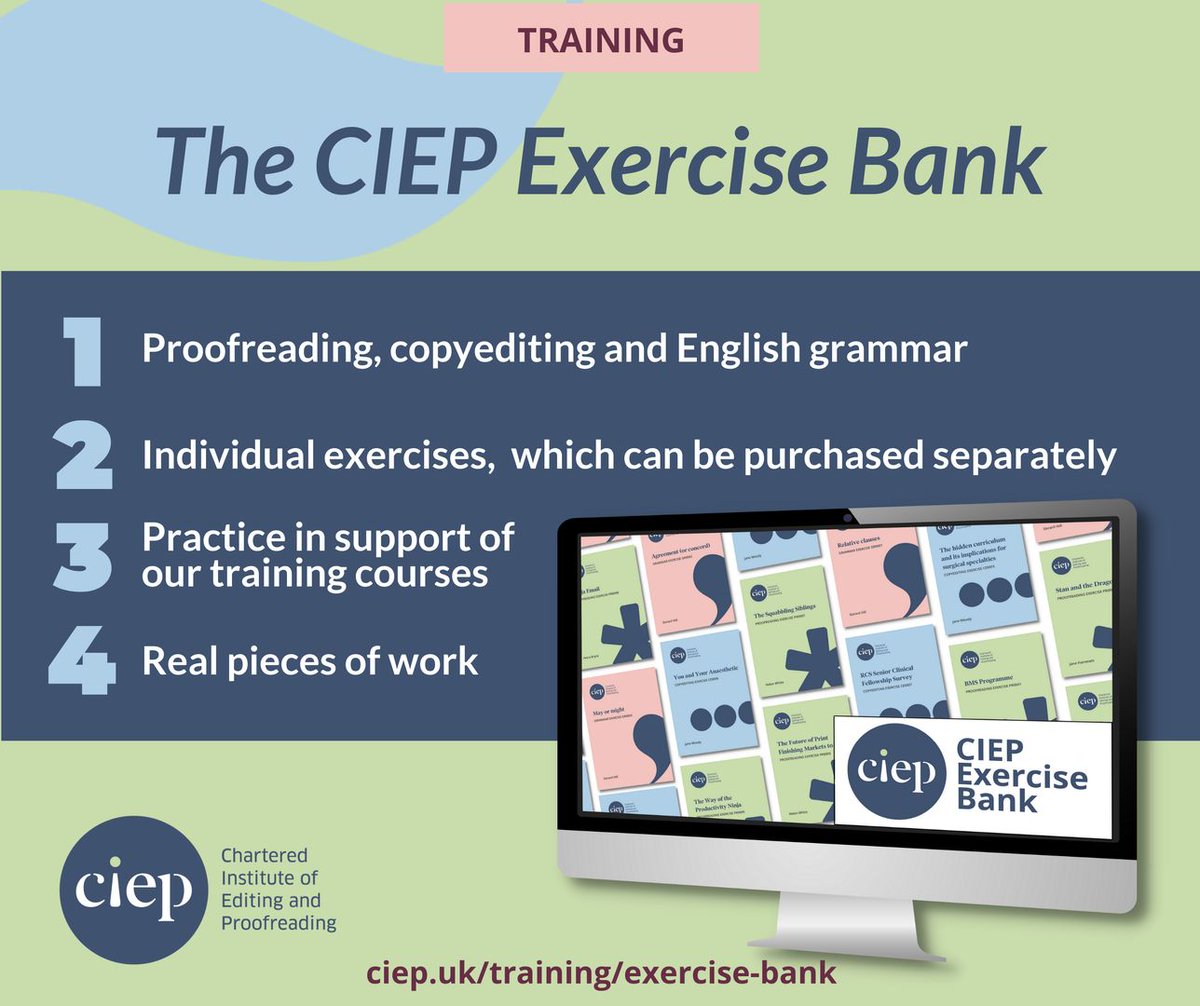 🖊 📖 The CIEP Exercise Bank is a collection of individual exercises, each of which can be purchased separately. The collection covers proofreading, copyediting and English grammar. 😄 🔎 Find out more here 👉👉👉 ciep.uk/training/exerc…