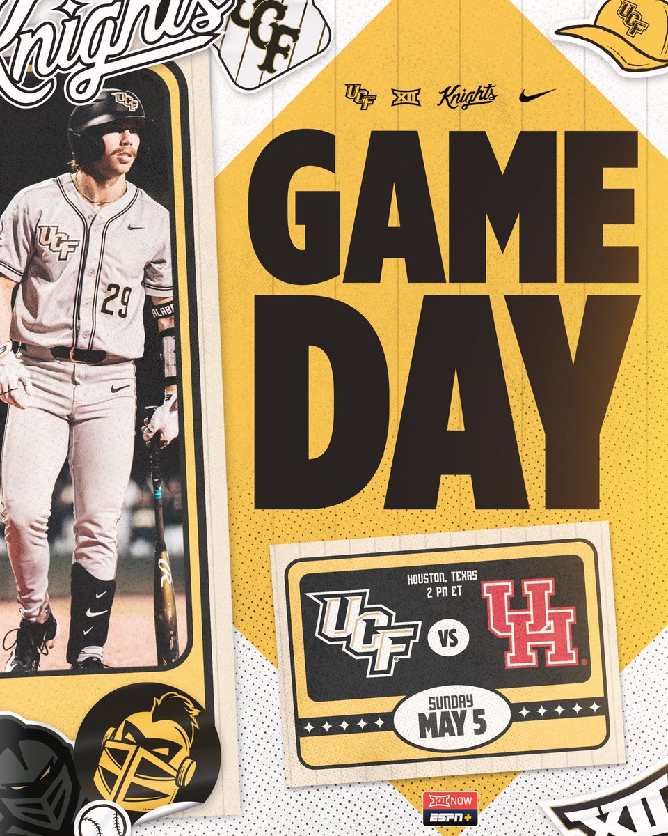 Going for the sweep❗ 🆚 Houston 🕒 2 PM ET/1 PM CT 🏟️ Schroeder Park 📺📻📊 linktr.ee/ucfbaseball