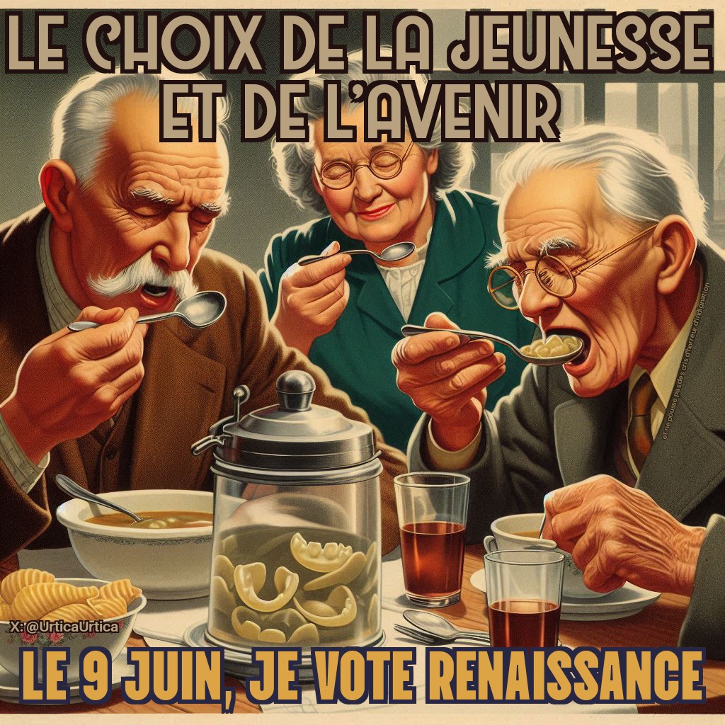 UrticaUrtica's tweet photo. Alors que les oppositions sont encroûtées dans le passé, nos électeurs incarnent le futur et le progrès !👴
Propulsons l'avenir de l'Europe, grâce aux énergies fossiles ! 🚀
Le 9 juin, les urnes vont crouler sous les bulletins #BesoinDEurope 🇪🇺🙌
https://t.co/DXTRji5pp0 https://t.co/rzzuXeTIuc