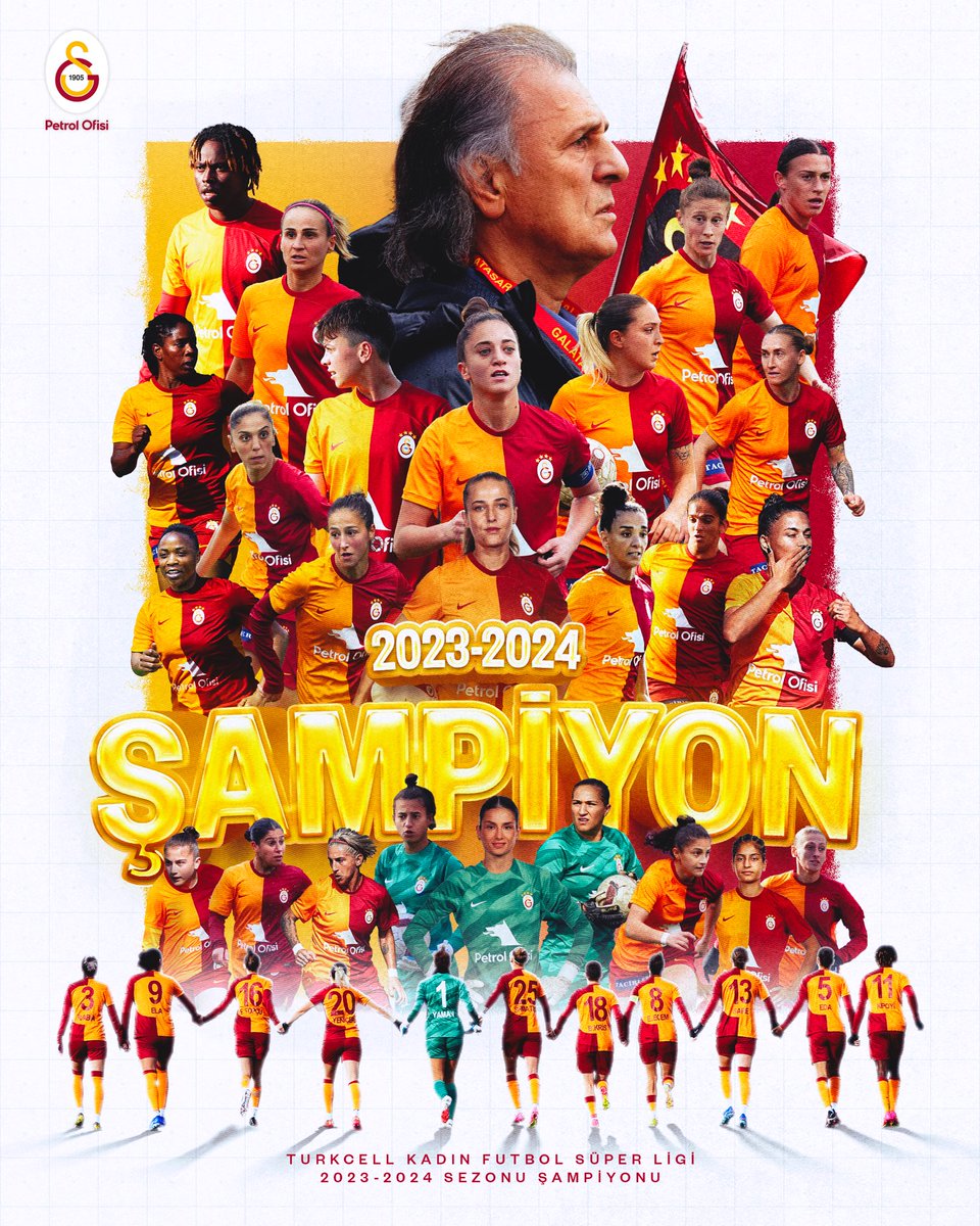 İlk şampiyonluk geldi. Galatasaray, Kadınlar Süper Lig 2023/24 sezonu şampiyonu oldu. 🏆 💛❤️