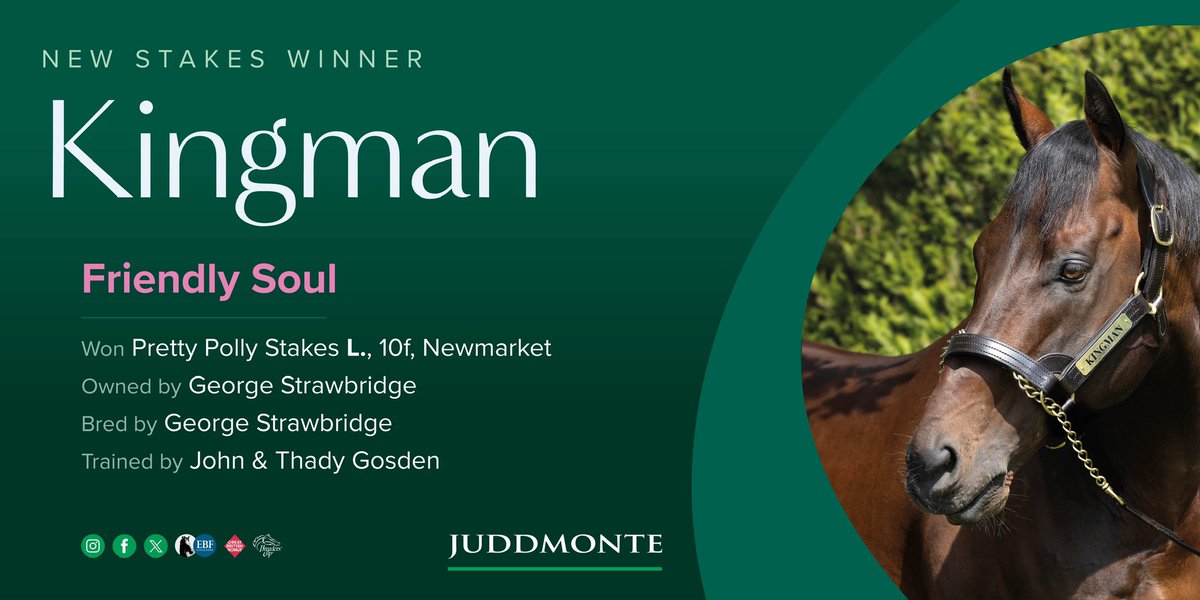 A lovely run from KINGMAN 3YO Friendly Soul in the Listed Pretty Polly Stakes @NewmarketRace. In control from a long way out, she kept on to take the win by a length and a quarter #RaisingTheStakes