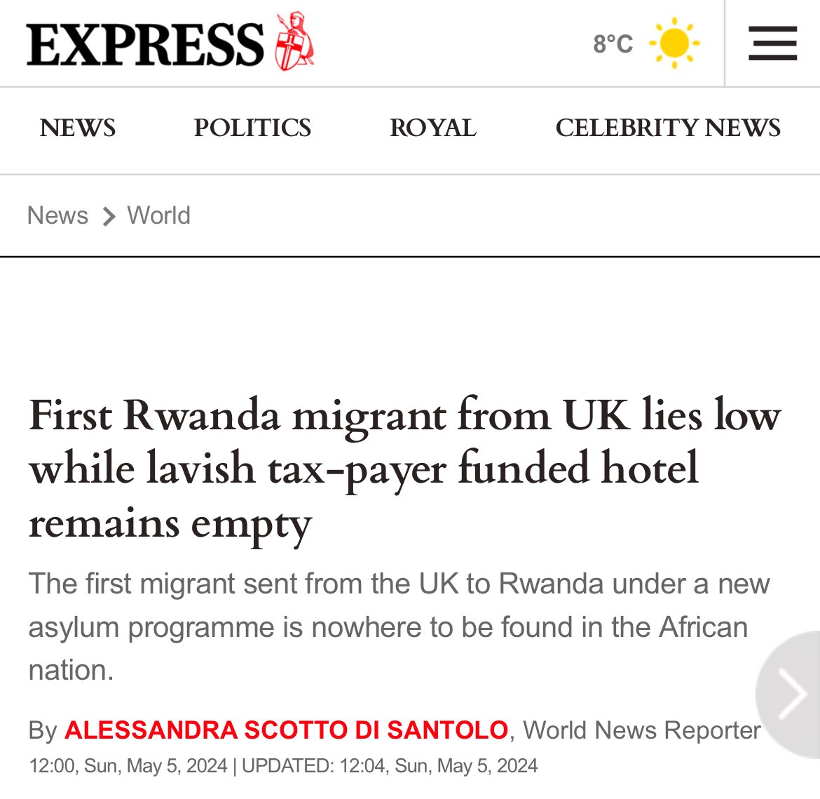 Amazing. The Tories deported a volunteer to Rwanda with £3,000 in his pocket, equivalent to 6 months of a high grade salary there, and he's already disappeared.