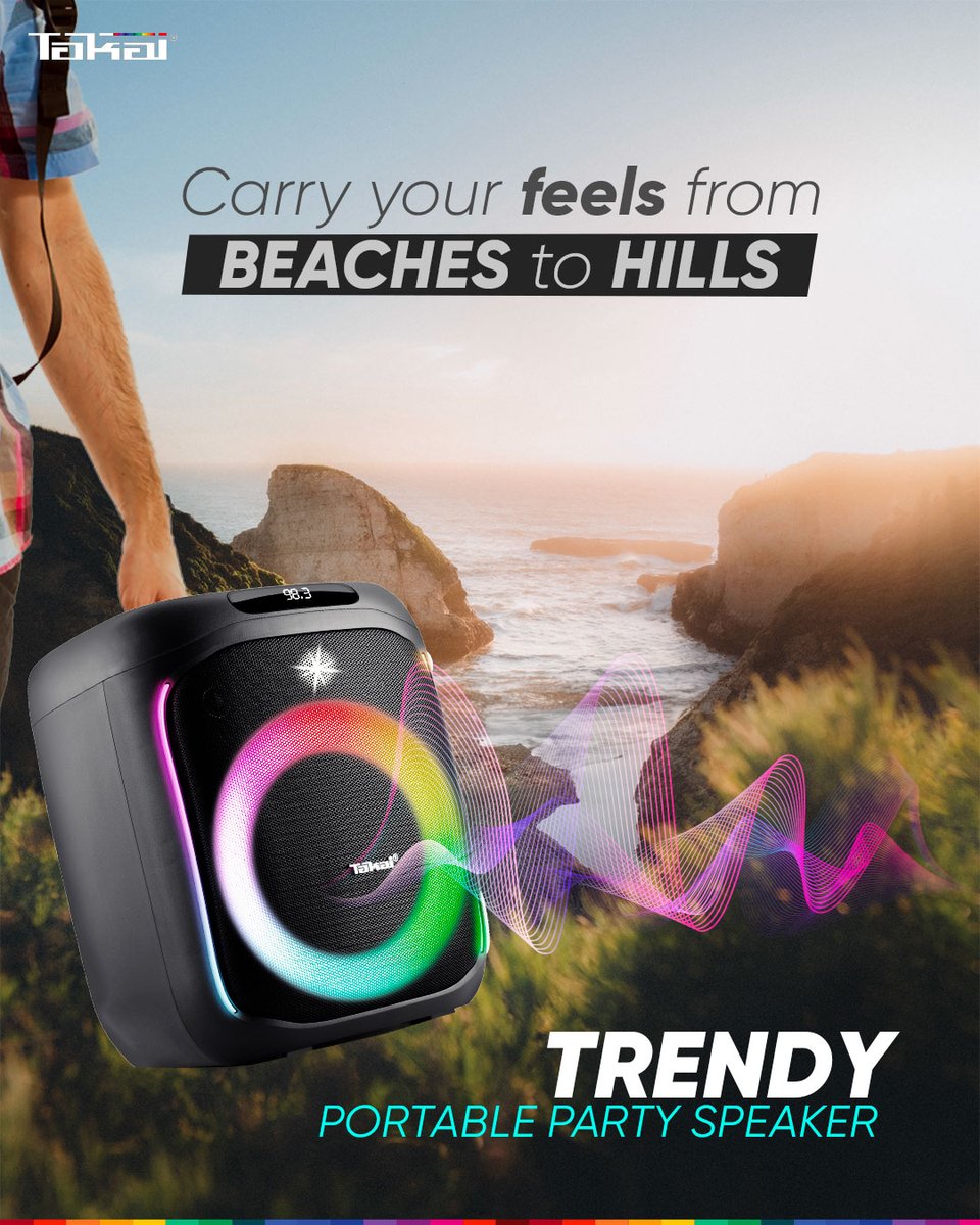 Carry your vibes and beats from sandy shores to mountain peaks, wherever your adventure takes you, with your ultimate companion- TRENDY!!

Click on the link in bio to know more.

#Takai #TakaiWorld #PortablePartySpeaker #BluetoothSpeaker #Party #Music #Trending #Trendy