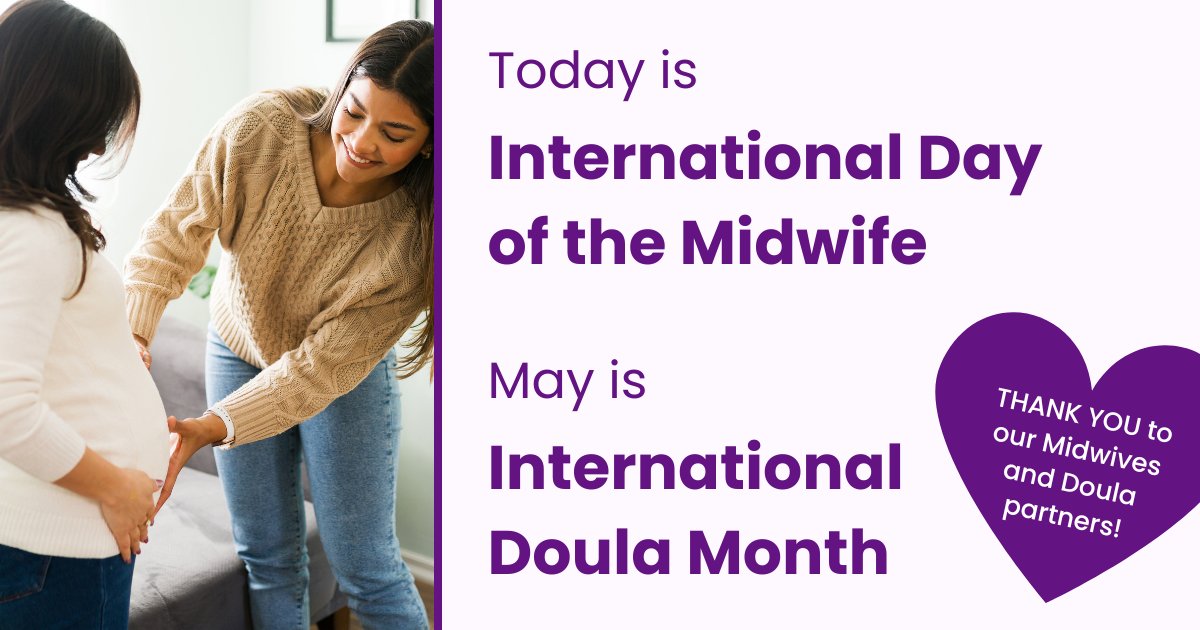 Today is International Day of the Midwife and May is International Doula Month! THANK YOU to our Midwives and Doula partners 💜 

If you'd like to read more about the support Doulas and Midwives offer for expectant parents, visit: bridgewaycentre.ca/resource/choos…
