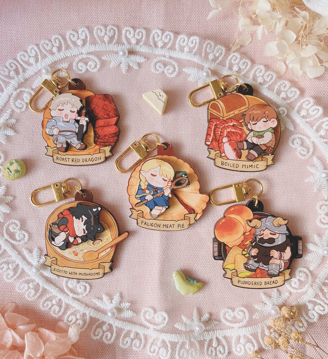 Food Coma wooden charms!! #dungeonmeshi
