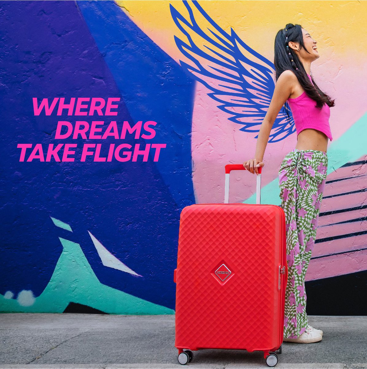 With wings spread wide and spirits soaring high, every journey becomes all about the beauty of discovering the unknown. 🪽✨ #AmericanTourister #TravelWithAmericanTourister #Vacation #Travel #TravelVibes #TravelLuggage #Luggage