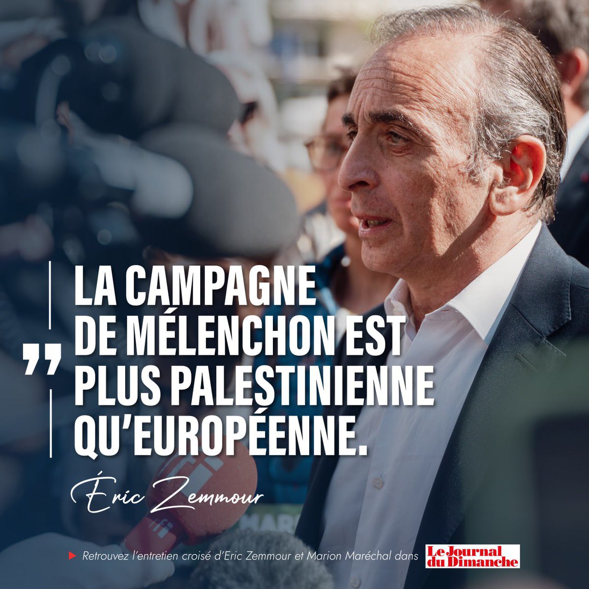 La campagne de Mélenchon est plus palestinienne qu’européenne. 📰 Retrouvez notre entretien croisé, avec Marion, dans le JDD : lejdd.fr/politique/excl…