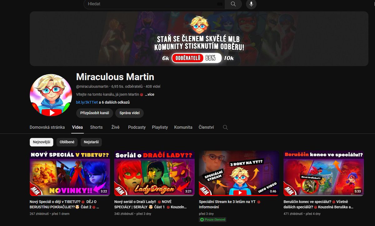 ✨Hi everyone, I'm just a short way from breaking 7k subs, specifically 50 subs, please help me!Reaching this milestone thank you :) My YT channel here: youtube.com/channel/UCY5NB… #MiraculousLadybug @ladyblognewss & @ChatBlog009 & @Lbcnv_ & @wayzz_world & @MLadybug_Blog Thanks :)