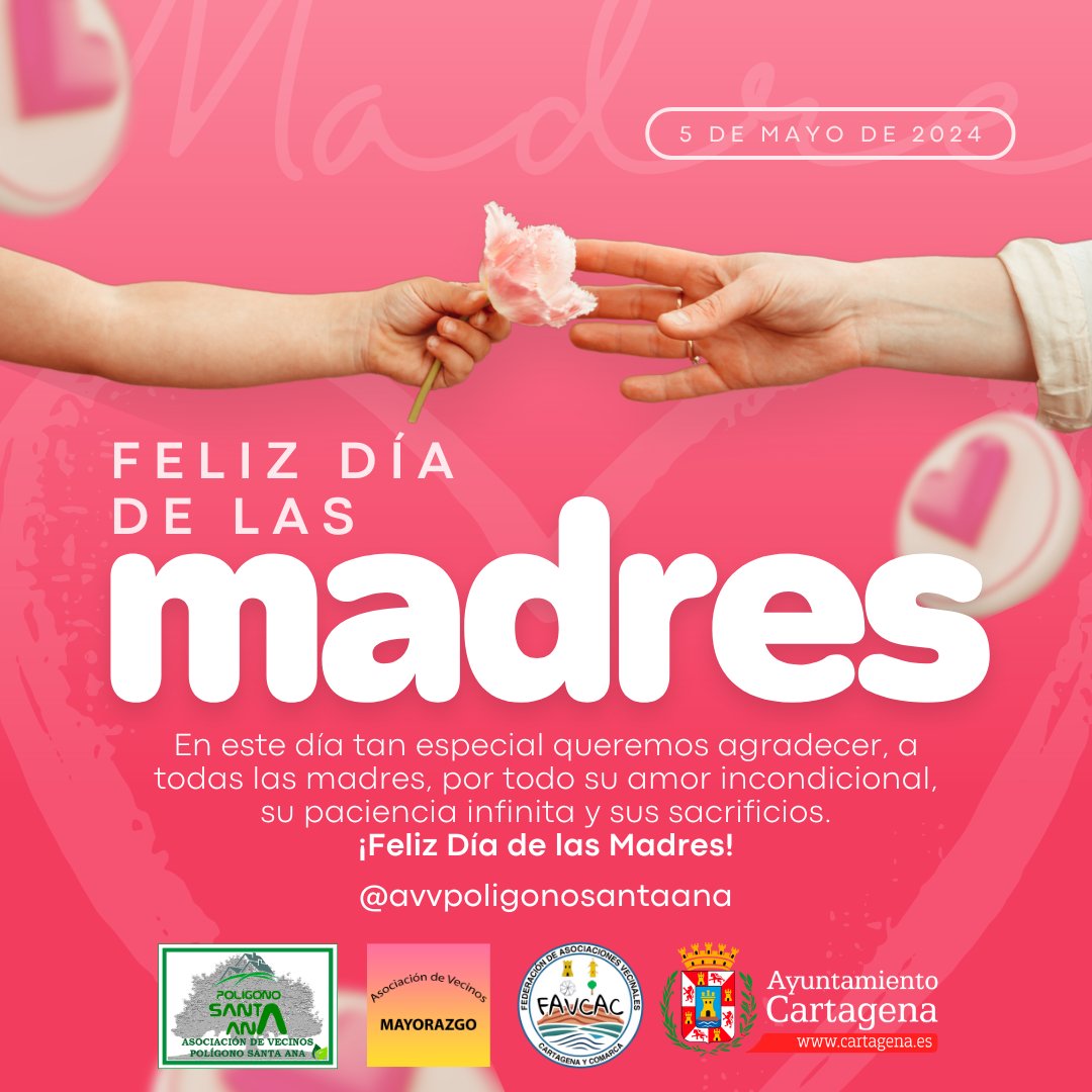 ¡Feliz Día de las Madres!

Os deseamos a tod@s que paséis un fantástico día de las madres

#poligonosantaana #construyendobarrio #avvpoligonosantaana #clubmayoresmayorazgo #unlocalsocialyaenpoligonosantaana #felizdiadelasmadres #madresnohaymasqueuna #madresluchadoras #amordemadre