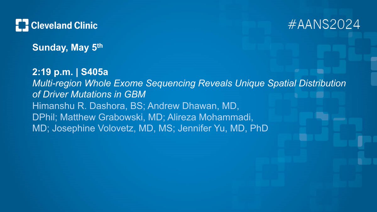 Be sure to check out the great @ClevelandClinic presentations happening this afternoon! #AANS2024