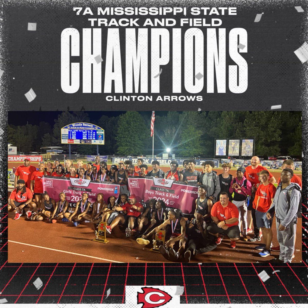 Congratulations to @WeAreArrowTrack for 2 more State Championships and 2 more pieces of hardware for that overflowing trophy case. @ClintonSchools @HeadArrowTRK