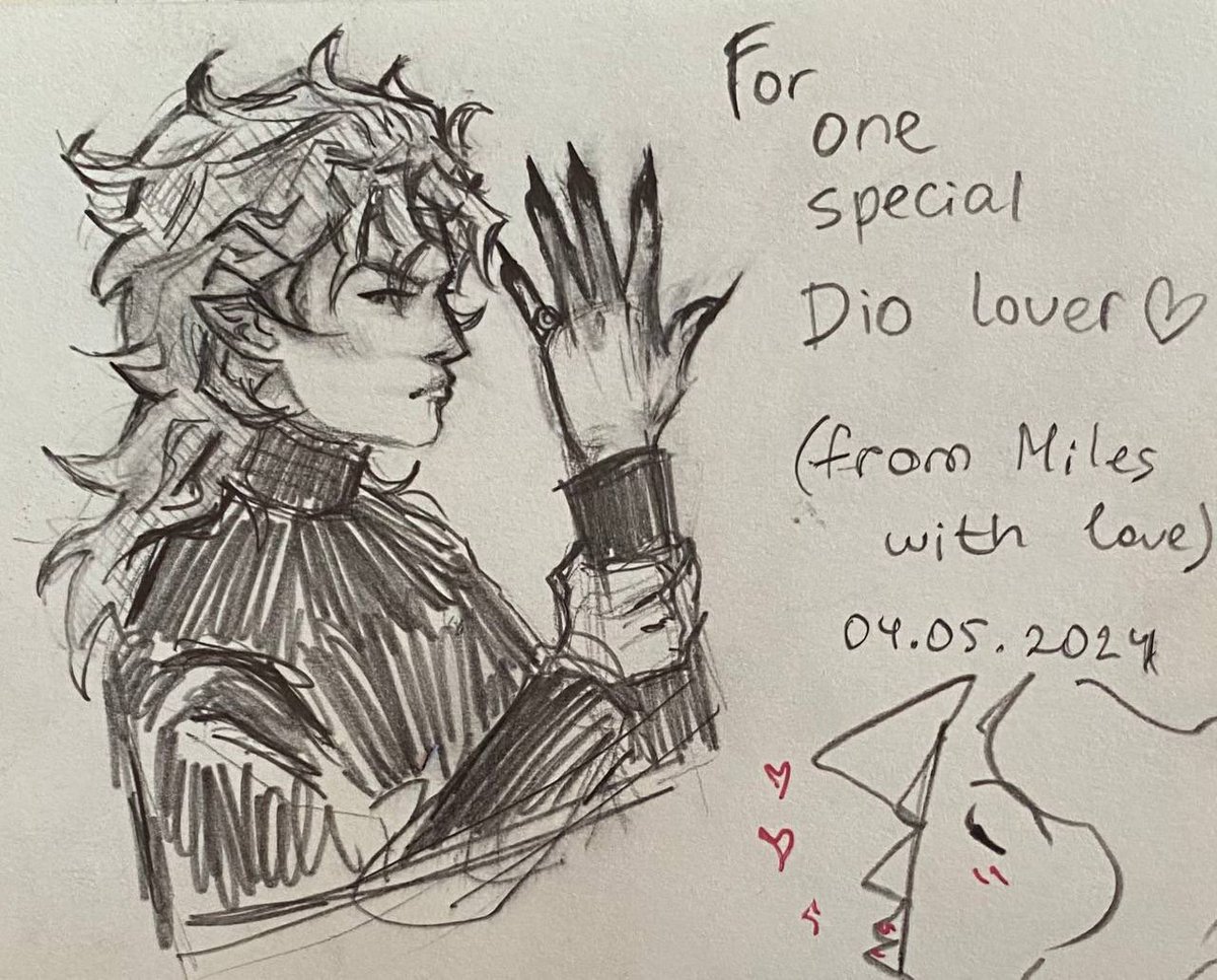 visiting Nicki!!!! a gift for him that was drawn in his sketchbook 

#jjba #diobrando