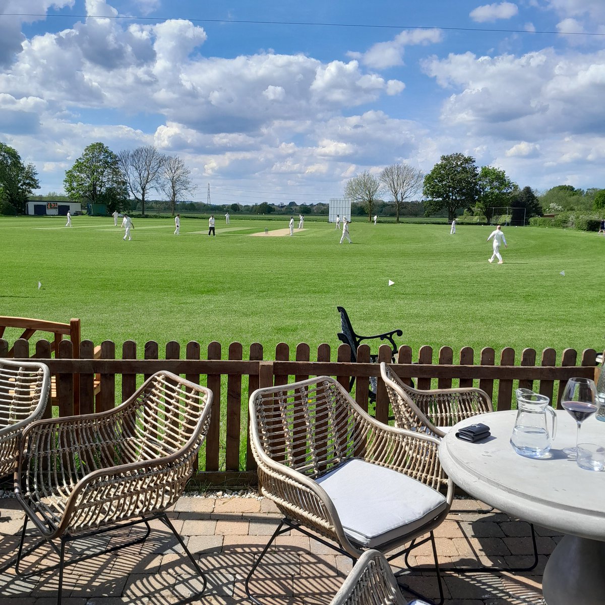 My wife has brought me to a lovely Nottinghamshire village pub for Sunday dinner as a treat for my birthday tomorrow and there is a cricket match being played on the green visible from our table. How very quintessentially English!