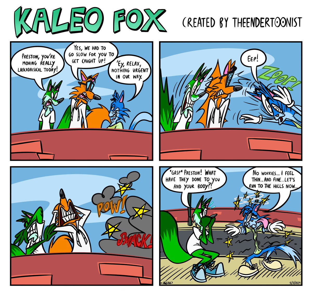 ~Kaleo Fox #80 - SlowPlump~ 

#cartooncomic #comic #webcomic #comicstrip #kaleofox #whitzerwolf #prestoncat #digitalcomic