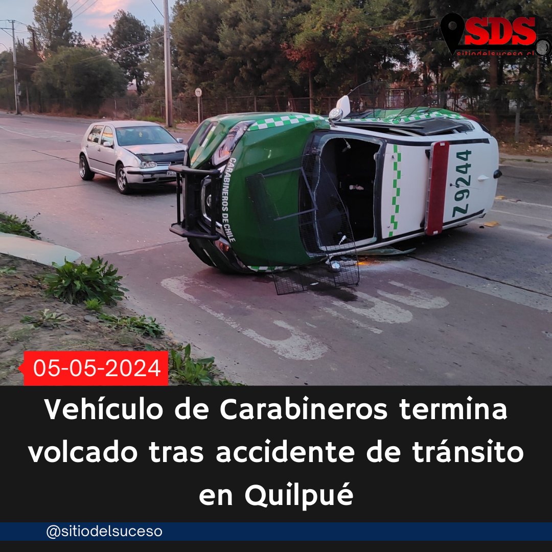 Dos lesionados, uno de ellos carabinero, dejó un accidente de tránsito que involucró a un vehículo policial y otro particular esta madrugada en Av. Freire, altura Sodimac, sector El Belloto, en Quilpué. SIAT investiga las causas (imagen vía @SebaPintoP )