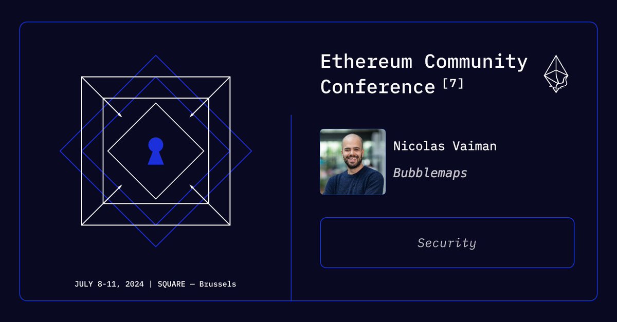 Say hello to your EthCC[7] speakers!

<a href="/Nickybubbly/">Nick</a> from Bubblemaps

Track: Security

See you in Brussels! 🖤💛❤️