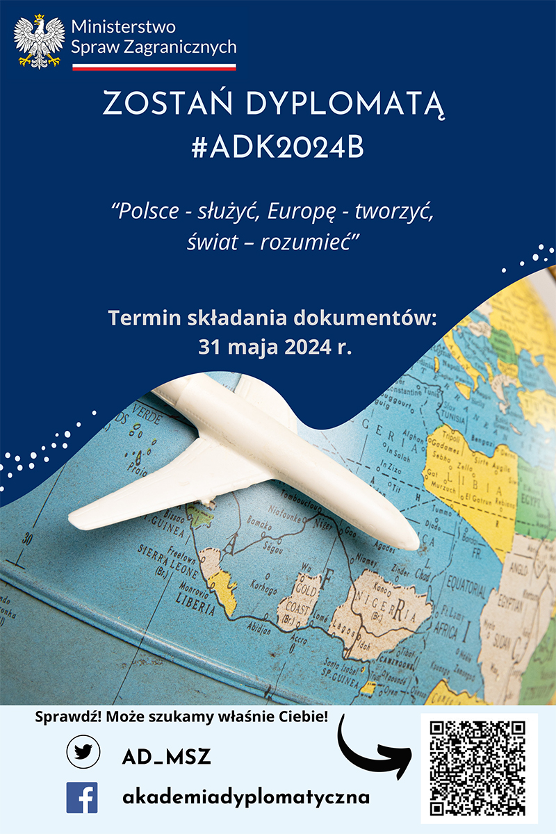 Uwaga❗Myślisz, że praca Dyplomaty jest dla Ciebie❓ Nie zastanawiaj się dłużej i weź udział w Konkursie na aplikację dyplomatyczno-konsularną 2024! 🌍
#ADK2024B