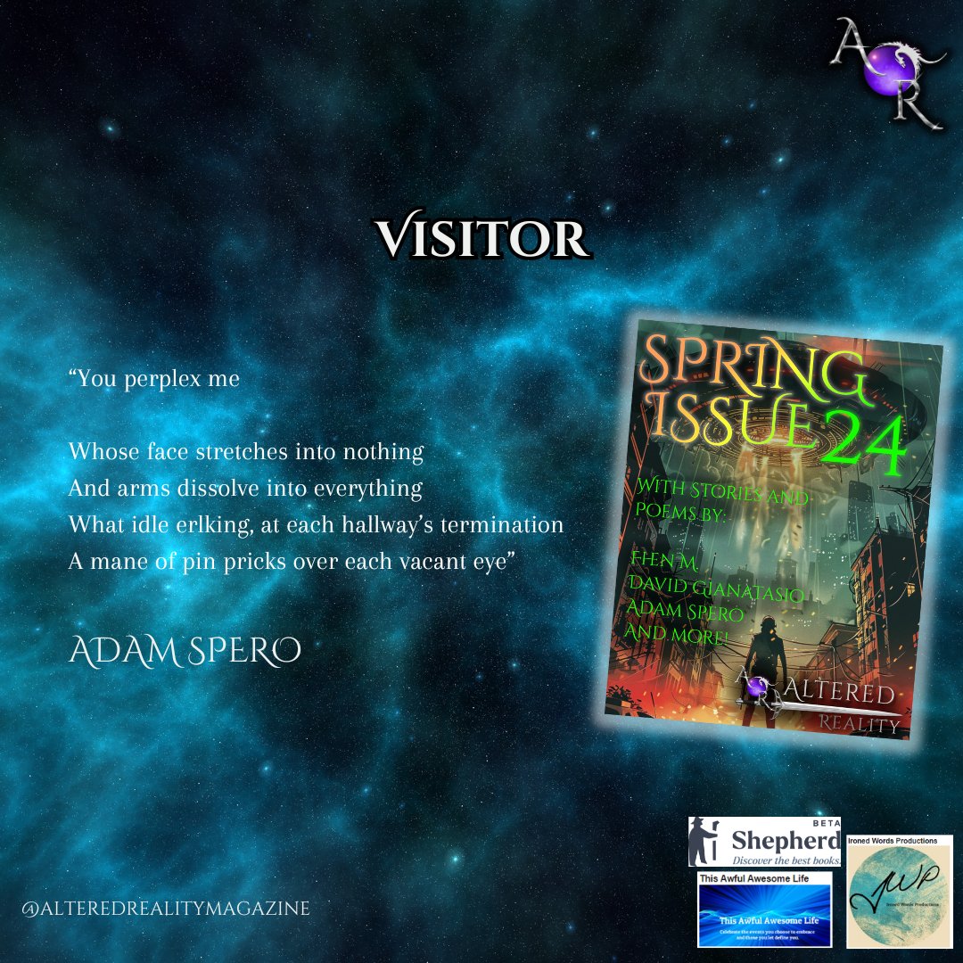 AltRealityMag's tweet image. Visitor by Adam Spero

[an excerpt]
–
Read the latest issue today for FREE!
alteredrealitymag.com/spring-2024-is…

#speculativefiction #SpringIssue #litmag #alteredrealitymagazine #magazine #onlinemag  #SpringEdition #Spring2024 #authors #writerslift