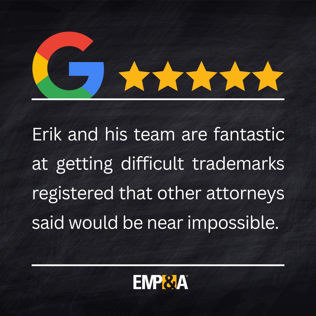 Our reviews speak for themselves! Please share your experience with us at bit.ly/EMPA-review #smallbiz #brandidentity #trademarklawyer #brand #brandprotection #trademark #branding #smallbusiness #advertising #iplaw #trademarkregistration #trademarklaw #makingtrademarksbloom