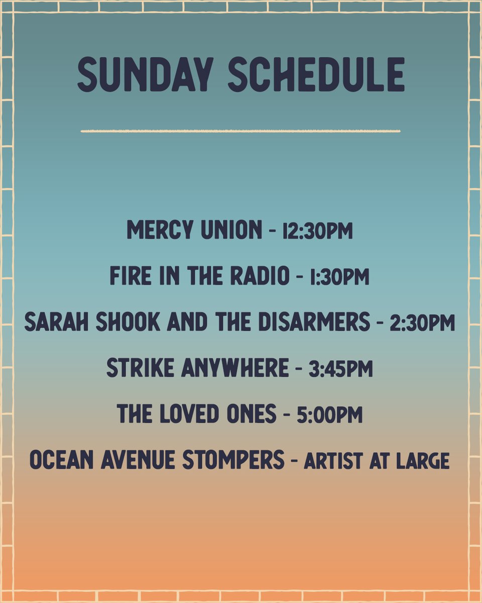 Sunday! 🕊️ The final day of SUH is upon us and the sonic forecast is stacked! from The Loved Ones, Strike Anywhere, Sarah Shook & The Disarmers, Fire in the Radio, and NEPA's own Mercy Union kicking things off at 1:30p 🔥 - Tickets online + at the gates: singushomefestival.com