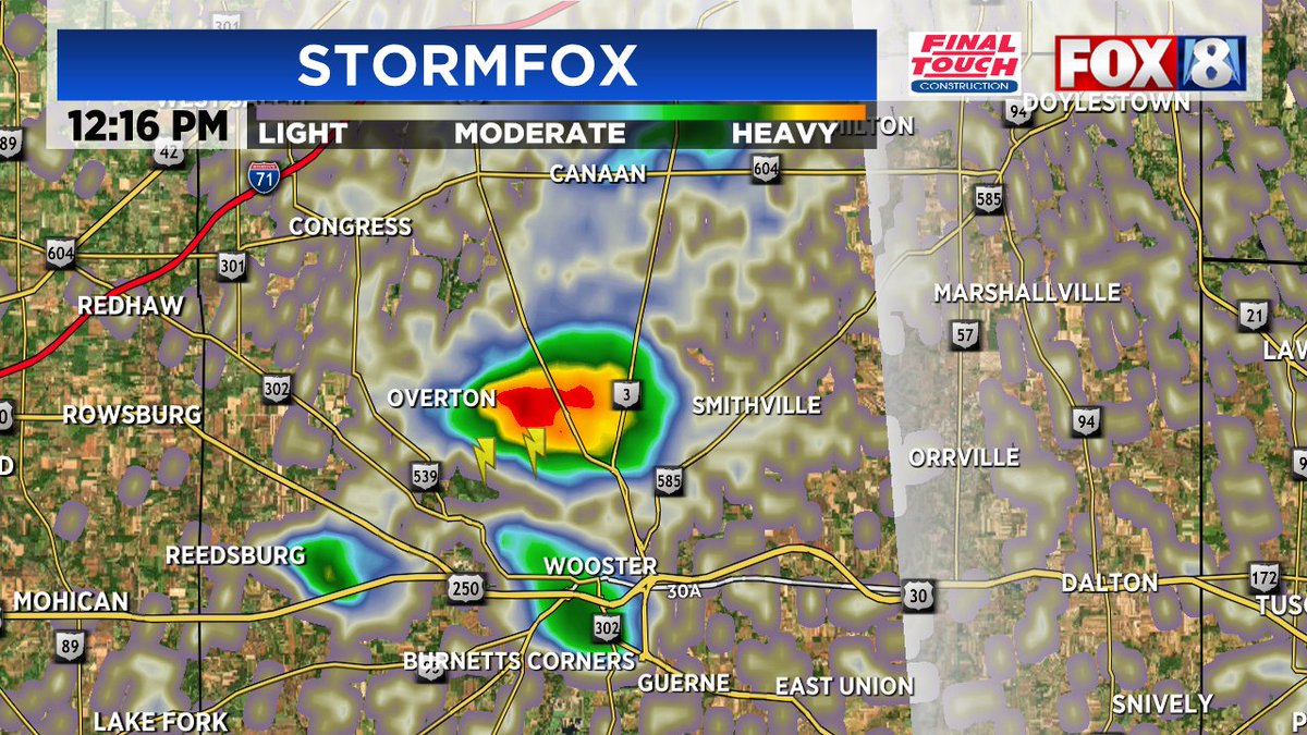 Thunderstorm developing near Wooster right now.