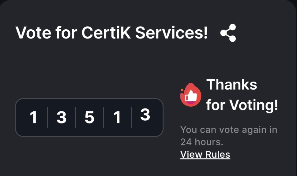 #SaitaChainCoin 
Another day ↔️ Another VOTE ✅️ Pass it on!! 🙌😊
@SaitaChainCoin 
@CertiK 
     ⏬️   🔥   ⏬️   🔥   ⏬️ 
skynet.certik.com/projects/saita…