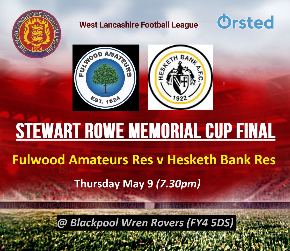 Thanks to @wrenroversfc for hosting this Thursday.

Best of luck to @FulwoodAms1924 and @HBAFC 

𝙀𝙣𝙩𝙧𝙮: £6 (£3 concessions)