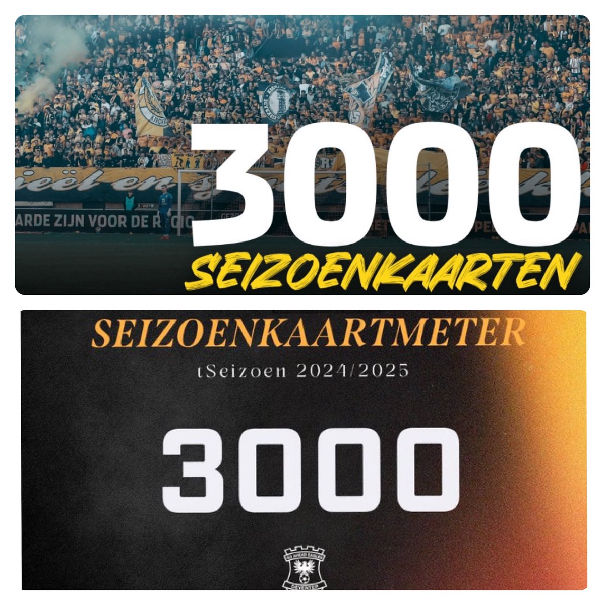 Tussenstand verkochte seizoenkaarten 5-5:
1️⃣8️⃣.2️⃣0️⃣0️⃣| @fctwente
3️⃣.0️⃣0️⃣0️⃣| @RodaJCKerkrade 
3️⃣.0️⃣0️⃣0️⃣| @GAEagles 
2️⃣.0️⃣0️⃣0️⃣| @AZAlkmaar
1️⃣.8️⃣4️⃣3️⃣| @scHeerenveen 
1️⃣.0️⃣0️⃣0️⃣| @SpartaRotterdam 
1️⃣0️⃣0️⃣| @mvvmaastricht