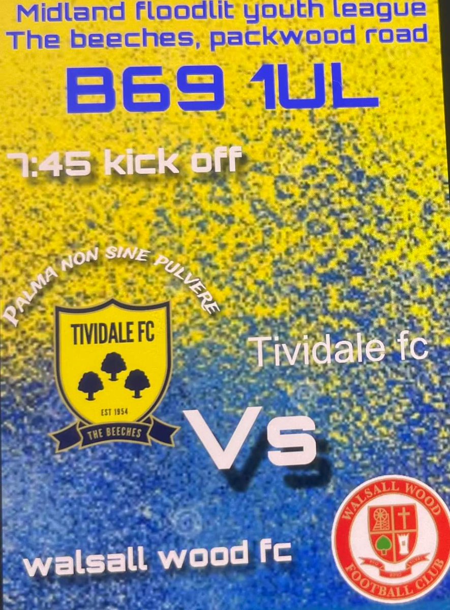 ⚽️😢 Final Youth Game 😢⚽️ Monday we play our final game of the season v Walsall Wood. This game can’t get any bigger as our 2nd year says a final farewell to youth team football in the Midland Floodlit League. Please come & show your support. 💛💙 Palma Non Sine Pulvere💛💙