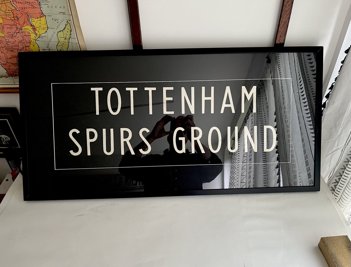 Original 1960s London Transport bus blind. Photographed inexpertly in the workshop. Not ideal for our Highbury/Islington shop window. #spurs DM