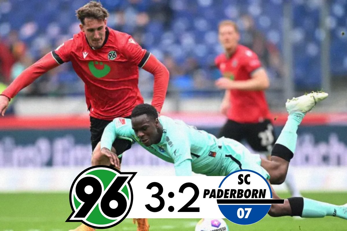 💚 VICTORIA 💚

#H96 aprovecha los regalitos del Paderborn y se lleva los 3 puntos, no sin sufrimiento 😅

Buen partido en la presión, floja la defensa otra vez.

⚽ Gindorf
⚽Voglsammer
⚽Tresoldi

Quedan 2 partidos para el fin de temporada 🏁

#H96SCP #NiemalsAllein