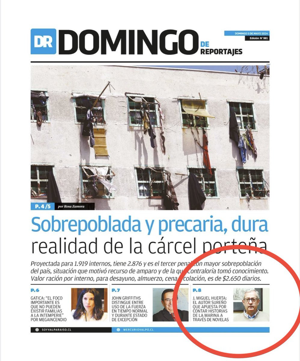 Portada de El Mercurio de Valparaíso, domingo 5 de mayo de 2024.