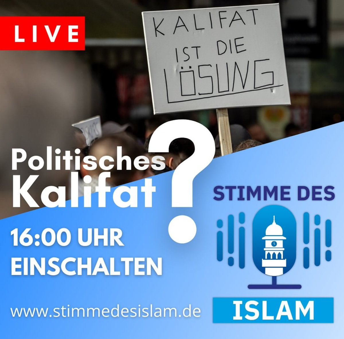 Ich bin mit @StimmedesIslam um 16:00 Uhr im Live-Radio auf stimmedesislam.de - wir sprechen über das politische #Kalifat - welches von einigen wenigen zuletzt in Hamburg ausgerufen wurde. Schaltet gerne ein.