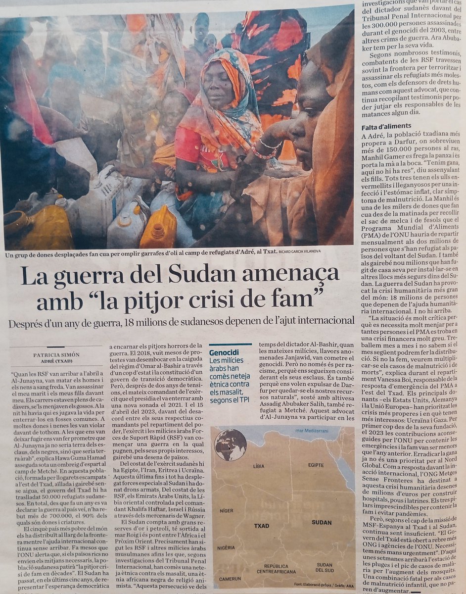 Sudan, la deshumanització oblidada. Violència i genocidi: neteja ètnica contra els masalit. Desplaçaments i fam: 18 milions de persones depenent de l'ajut alimentari, en risc de malnutrició i mort <a href="/patriciasimon/">Patricia Simón ✍️</a> a <a href="/diariARA/">diariARA</a>
